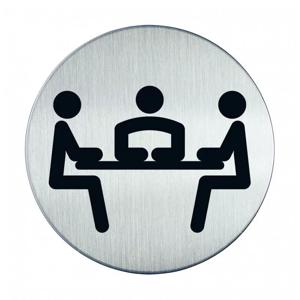 Novioproducts Pictogram zelfklevend rond vergaderruimte RVS