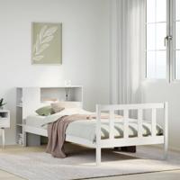 Bed met boekenkast zonder matras grenenhout wit 75x190 cm