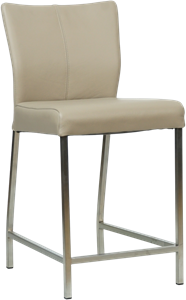Taupe leren moderne barkruk Revolt - poot vierkant rvs - Toledo Leer Mastic (taupe leer)