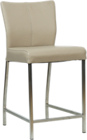 Taupe leren moderne barkruk Revolt - poot vierkant rvs - Toledo Leer Mastic (taupe leer)