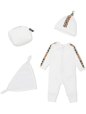 Burberry Kids trousseau de naissance à carreaux - Blanc