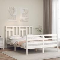 Bedframe met hoofdbord massief hout wit