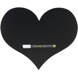 Zwart hart krijtbord 36 cm inclusief stift