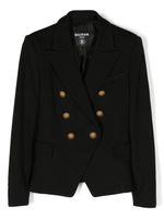 Balmain Kids manteau croisé à boutons embossés - Noir