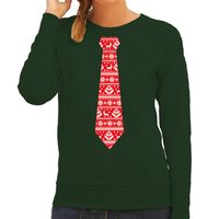 Stropdas Kersttrui/kerst sweater kerstpatroon groen voor dames - thumbnail