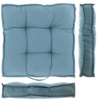 Unique Living Vloerkussen - blauw - katoen - 43 x 43 x 7 cm - vierkant - Matras/zitkussen