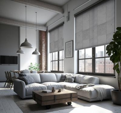 Rolgordijn woonkamer beton textuur