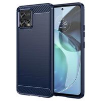 Motorola Moto G72 Geborsteld TPU Hoesje - Koolstofvezel - Blauw - thumbnail