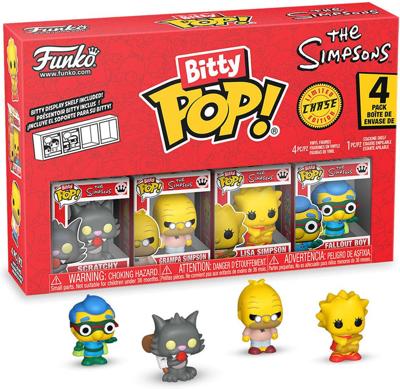 The Simpsons Funko Bitty Pop! 4-Pack: Scratchy / Grampa Simpson / Lisa Simpson / Chase Figuur