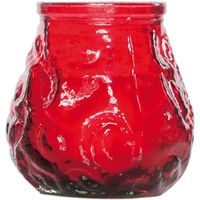 1x Horeca kaarsen rood in kaarshouder van glas 7 cm brandtijd 17 uur