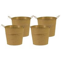 Plantenpot/bloempot/emmer - 4x - zink - oud goud - D16 x H14 cm - thumbnail