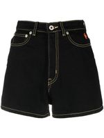 Kenzo short en jean à coutures contrastantes - Noir