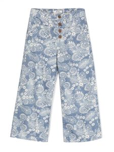 POLO RALPH LAUREN KIDS jean ample à fleurs - Bleu