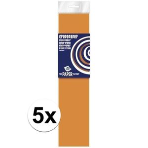 5x Crepe papier neon oranje 250 x 50 cm knutsel materiaal   -