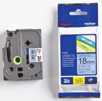 Brother TZe tape voor P-Touch 18 mm, zwart op blauw