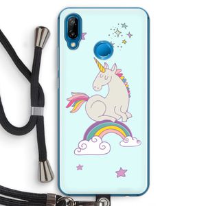 Regenboog eenhoorn: Huawei P20 Lite Transparant Hoesje met koord