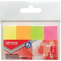 OFFICE products index, 20 x 50 mm, ophangzakje van 4 x 50 tabs, geassorteerde neonkleuren