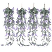 Decoris Lavendel Bloemen slinger - 4x stuks - Lila - kunstplanten - 80 cm