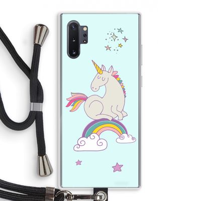 Regenboog eenhoorn: Samsung Galaxy Note 10 Plus Transparant Hoesje met koord