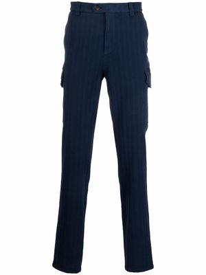 Brunello Cucinelli pantalon slim à rayures verticales - Bleu
