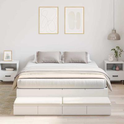 Opbergbedframe met lade Wit 236.5 x 140 x 31.5 cm Bewerkt hout