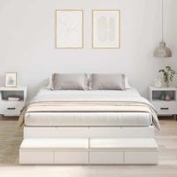 Opbergbedframe met lade Wit 236.5 x 140 x 31.5 cm Bewerkt hout