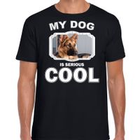 Duitse herder honden t-shirt my dog is serious cool zwart voor heren