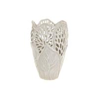 Vaas Home ESPRIT Wit Keramisch Blad van een plant 23 x 23 x 36 cm