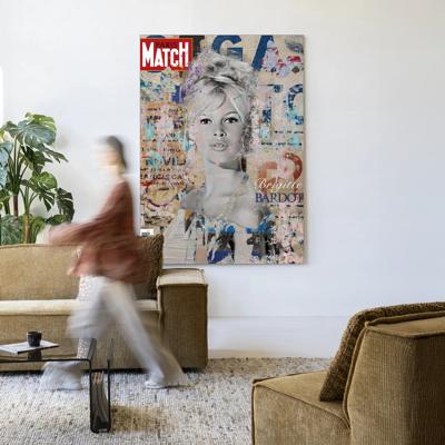 Urban Cotton Wandkleed 'Brigitte' 145 x 190cm in Frame - black