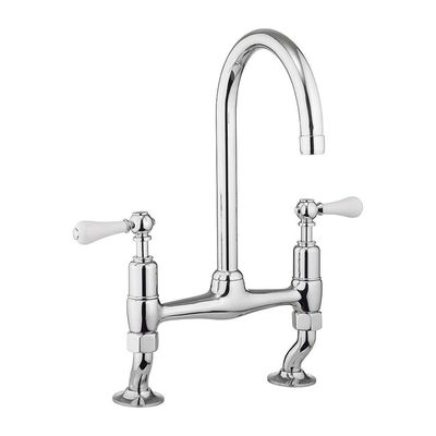Crosswater Belgravia keukenkraan - 2 gats - witte grepen - chroom BL710DC_LV