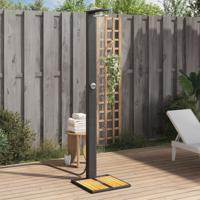 Buitendouche 50x55x224 cm poly rattan en acaciahout zwart - thumbnail