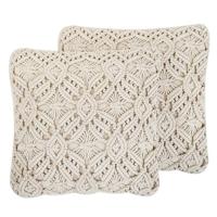 Beliani - ESENKOY - Sierkussen set van 2 - Beige - 50 x 50 cm - Katoen