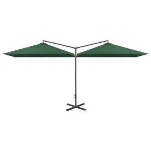 The Living Store Dubbele Parasol - Groen - 600 x 290 x 260 cm - 100% Polyester