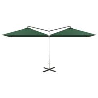 The Living Store Dubbele Parasol - Groen - 600 x 290 x 260 cm - 100% Polyester - thumbnail