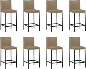 Set van 8 Taupe leren moderne barkrukken Break - poot vierkant zwart - Hermes Leer Mocca (taupe leer)