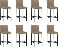 Set van 8 Taupe leren moderne barkrukken Break - poot vierkant zwart - Hermes Leer Mocca (taupe leer)