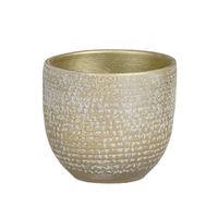 Plantenpot/bloempot Carrie terracotta champagne met flakes patroon - D14/H12 cm - thumbnail