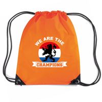 We are the champions nylon supporter rugzakje/sporttas oranje - EK/ WK voetbal / Koningsdag - Gymtasje - zwemtasje