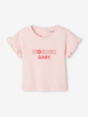 T-shirt voor baby's met boodschap in biologisch katoen lichtroze