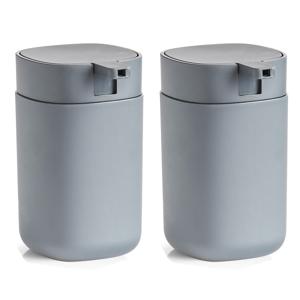 Zeeppompje/dispenser kunststof - 2x - grijs - 9 x 12 cm - modern