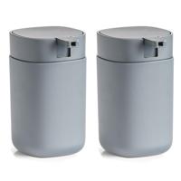 Zeeppompje/dispenser kunststof - 2x - grijs - 9 x 12 cm - modern Zeeppompje/dispenser kunststof - 2x - grijs - 9 x 12 cm - modern