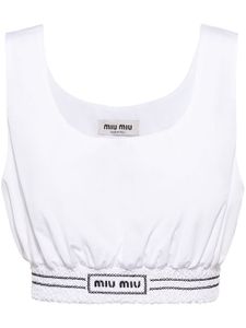 Miu Miu haut crop à logo brodé - Blanc