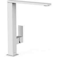 Wastafelkraan Tres Cuadro | Opbouw | Mengkraan | Hoog model | 1-hendel | Vierkant | Wit mat