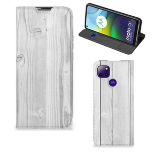 Motorola Moto G9 Power Book Wallet Case White Wood