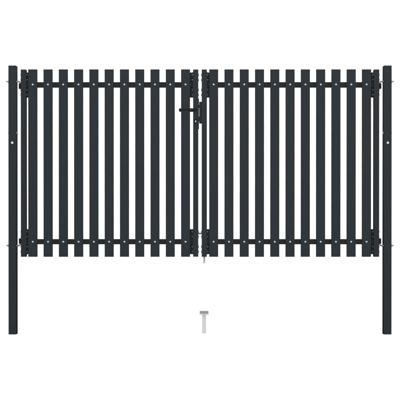 Poort dubbel 306x150 cm staal antraciet