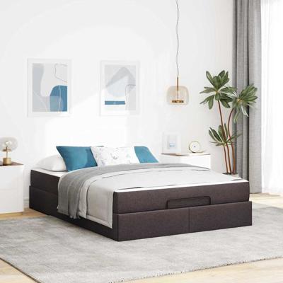 Bedframe met matras Donkerbruin 140 x 200 cm Stof