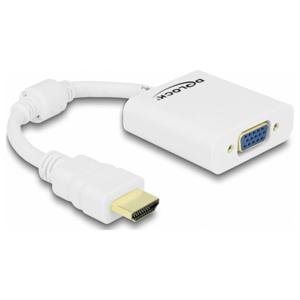 Delock 65346 HDMI / VGA Adapter [1x HDMI-stekker - 1x VGA-bus] Wit Met Ferrietkern 12 cm