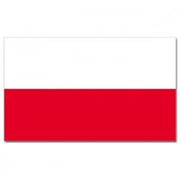 Luxe vlag Polen met wapen - 100 x 150 cm - polyester - met ringen - landen