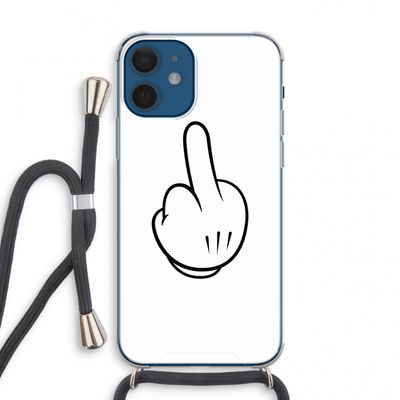Middle finger white: iPhone 12 mini Transparant Hoesje met koord