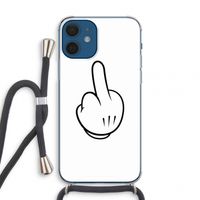 Middle finger white: iPhone 12 mini Transparant Hoesje met koord Middle finger white: iPhone 12 mini Transparant Hoesje met koord